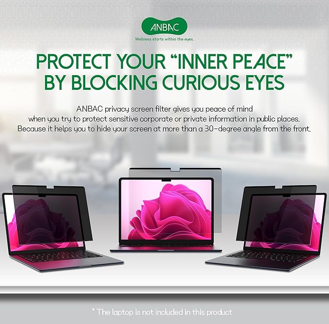 Laptop Magnetic Privacy Screen Protector for 13 & 13.6 inch MacBook Air (2025, M4 / 2024, M3 / 2022, M2) - Blue Light Blocking Security Screen Shield, Anti-Smudge Cover, UV Filter, Computer Private Screen Hider