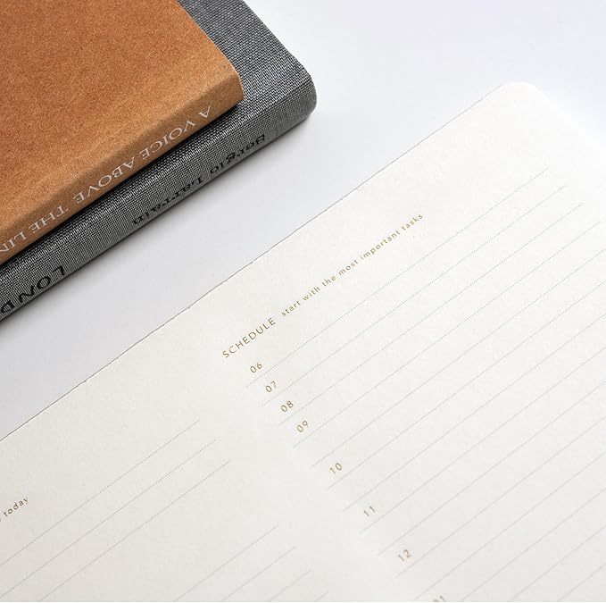 One Day, Elegant Daily Desk Planner, Gold Foiled, Minimalist Productivity Planner Pad, Time Blocking Hourly Schedule, To Do List Notepad, A4, 52 Pages, FSC™ Certified