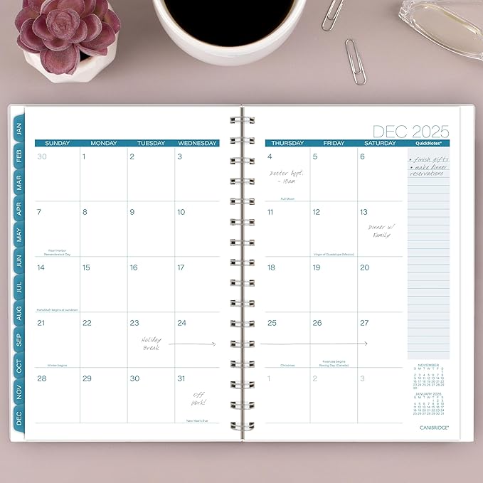 Cambridge 2025 Planner, Weekly & Monthly, 5-1/2" x 8-1/2", Small, Glacier (1727-200-25)