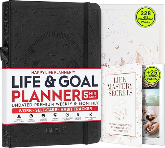 Life Mastery Planner - A 12 Month Journey to Crush Your Goals, Increase Productivity, Passion, Success & Happiness - Weekly & Monthly Life Planner, Habit-Tracker, Gratitude Journal & Organizer, A5