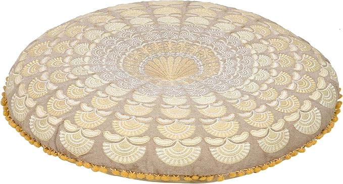 Mandala Life ART Bohemian Floor Cushion Cover –Luxury, Artisan Room Décor Pouf Case for Meditation, Yoga, and Boho Chic Seating Area Floor Pillow – Accent Your Living Room, Bedroom, More