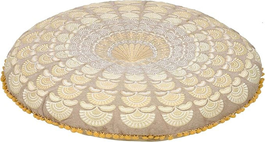Mandala Life ART Bohemian Floor Cushion Cover –Luxury, Artisan Room Décor Pouf Case for Meditation, Yoga, and Boho Chic Seating Area Floor Pillow – Accent Your Living Room, Bedroom, More