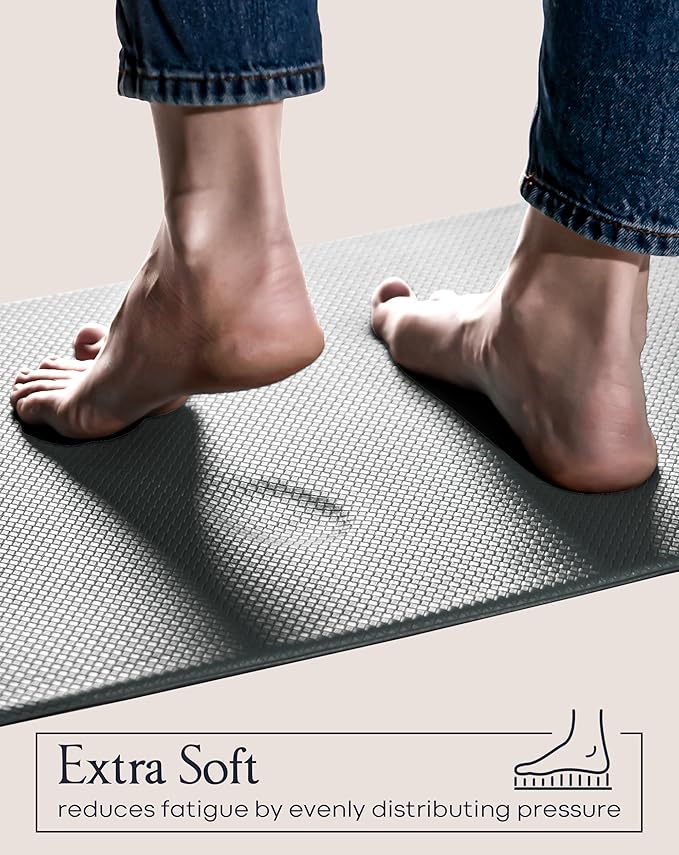 Anti-Fatigue Kitchen Mat Set – 2-Piece Memory Foam Cushioned Mats for Standing – Gray, 18×30 & 18×60, 0.4 in Thick, Waterproof, Non-Slip – Homergy