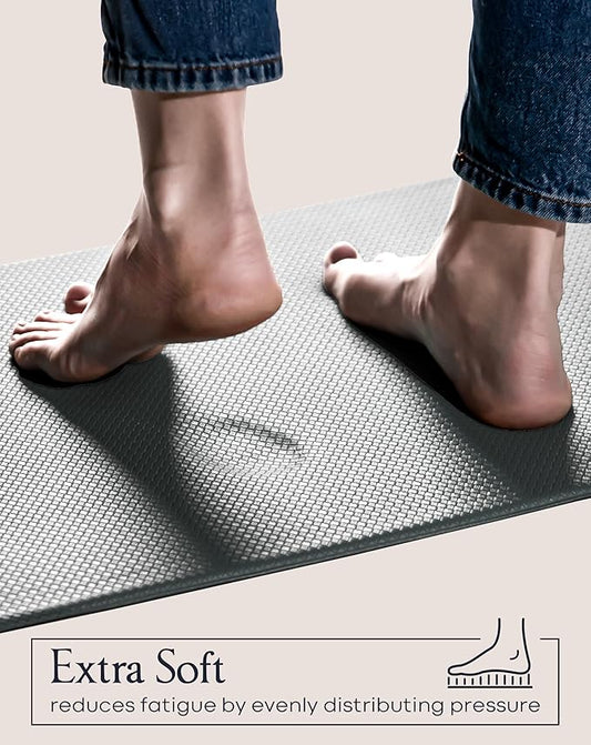 Anti-Fatigue Kitchen Mat Set – 2-Piece Memory Foam Cushioned Mats for Standing – Gray, 18×30 & 18×60, 0.4 in Thick, Waterproof, Non-Slip – Homergy