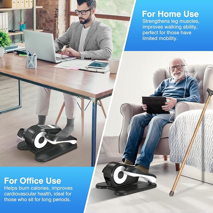 Under Desk Elliptical Machine with App – Quiet & Portable Electric Pedal Exerciser with Adjustable Speed and LED Display for Home and Office, Seated Ellipse Leg Exerciser Fully Assembled