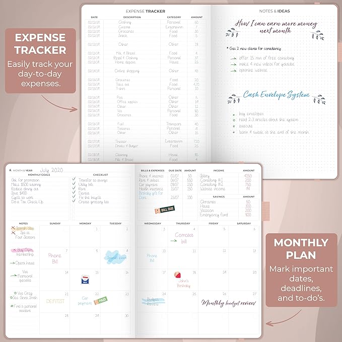 Clever Fox Budget Planner Large – Expense Tracker Notebook. Monthly Budgeting & Bill Organizer, Finance Logbook & Accounts Book, A4 (Rose Gold)