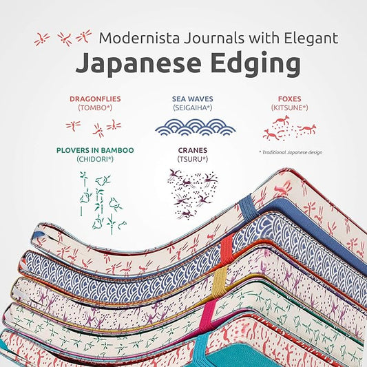 ZenART Supplies A5 Dotted Journal - Enjoy Bullet Journaling with a Soft Cover, Non-Bleed Thick 120gsm Paper, Dot Journal in Blue, Japanese Edge Motif - Faux Leather Lay Flat Dot Grid Notebook