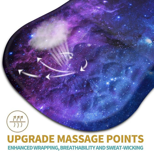 Hokafenle Ergonomic Mouse Pad Wrist Support with Massage Design, Wrist Rest Pain Relief Mousepad with Memory Foam&Non-Slip PU Base, Mouse Pads for Wireless Mouse & Desk (12x8 inch,Galaxy)