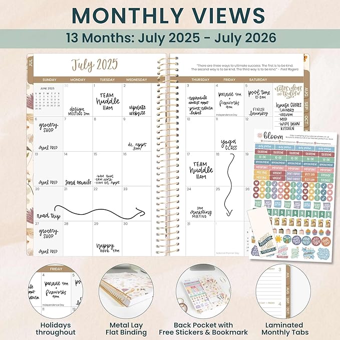 bloom daily planners 2025-2026 Academic Year Daily Planner (July 2025 - July 2026) - Weekly & Monthly Calendar Agenda Organizer Book with Stickers & Bookmark - 5.5" x 8.25" - Butterfly Garden