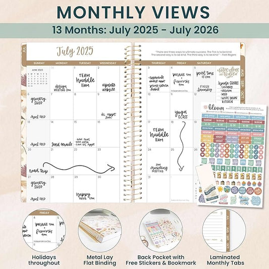 bloom daily planners 2025-2026 Academic Year Daily Planner (July 2025 - July 2026) - Weekly & Monthly Calendar Agenda Organizer Book with Stickers & Bookmark - 5.5" x 8.25" - Butterfly Garden