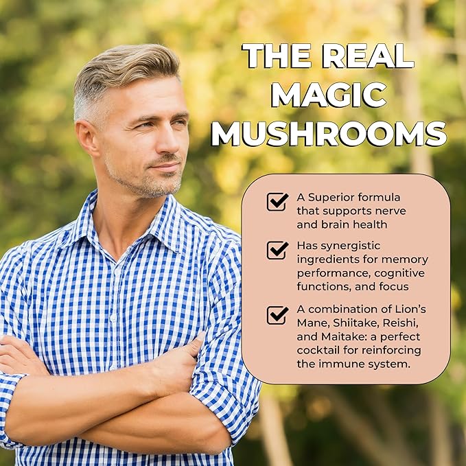 Future Kind Vegan Lion’s Mane Mushroom Complex - Brain Supplement with Chaga, Maitake, Shiitake, & Reishi, Supports Memory and Focus (30ct)