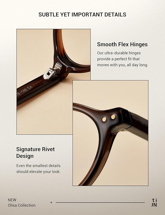 TIJN Olisa Blue Light Blocking Glasses for Women Men,Oval Glasses Frame Bluelight Glasses for Gaming/Computer/Screen