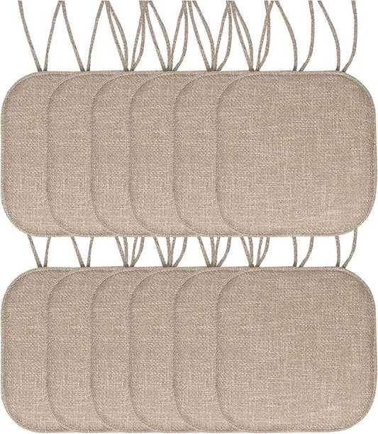 Chair Cushion Memory Foam Pads with Ties Honeycomb Pattern Slip Non Skid Rubber Back Rounded Square 16" x 16" Seat Cover