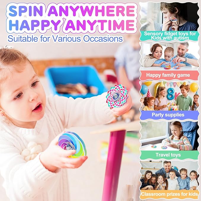 50 Pack Fidget Spinner, Mini Sensory Fidget Toys Bulk Adults Kids 4-8-12 with Autism ADHD, Anxiety Toys Stress Relief Teen Boy Bulk Gifts, Classroom Prizes Goodie Bag Stuffers Party Favors