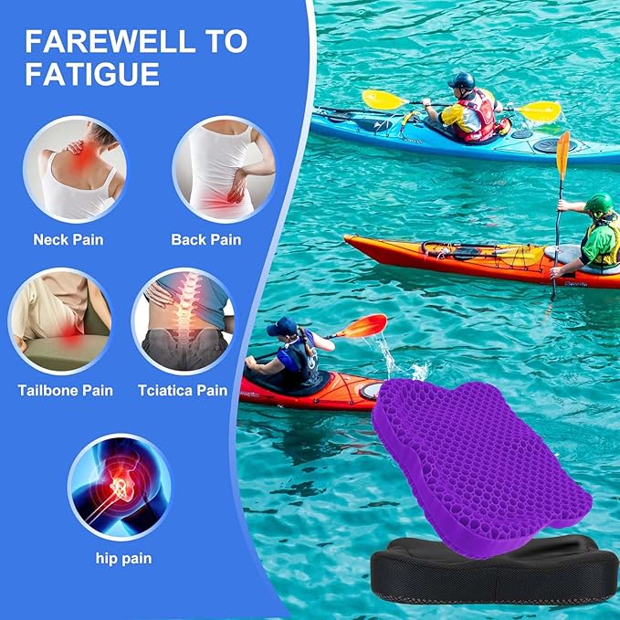 Thicken 19.7in Seat Cushion, Gel Seat Cushion for Long Sitting–Office Chair, Wheelchair, Car Pad, Large Cooling Support Pad for Back Pain, Sciatica, Tailbone Pain Relief