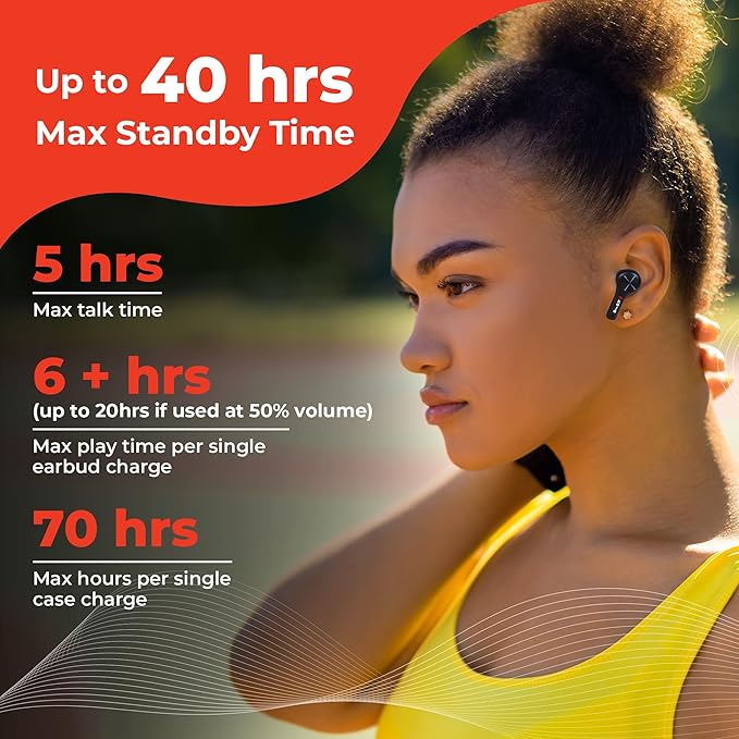 Go-To's Earbuds Wireless Bluetooth with Dual Mics & Touch Control for iPhone & Android - Noise Canceling Earbuds for Gym & Exercise