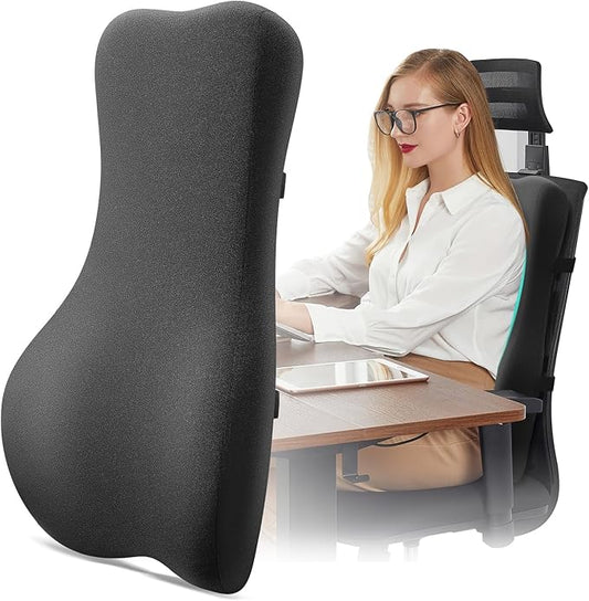 High Back Support Pillow for Office Chair Fully Support Entire Back for Pain Relief and Comfort - Memory Foam Lumbar Support Pillow for Office Chair,Computer,Recliner