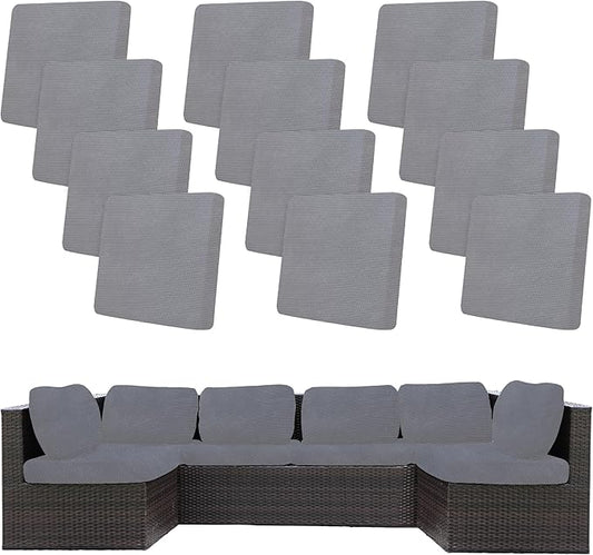 12Pcs Stretch Patio Cushion Covers,Outdoor Couch Covers Replacement,Outdoor Couch & Sofa Slipcovers,for Patio Furniture Cushion Covers,Washable Reusable Furniture Protector (Grey,Cover Only)