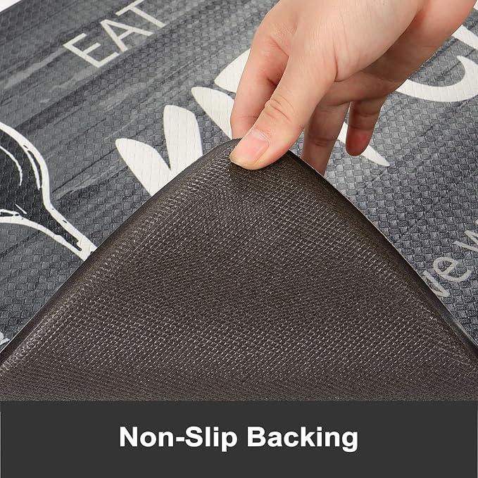 KIMODE Anti Fatigue Kitchen Mat 2PCS,Non Slip Waterproof Kitchen Rugs,Farmhouse Grey Kitchen Mat for Floor,Cushioned Comfort Foam Standing Mat for Home,Laundry,Sink,Desk