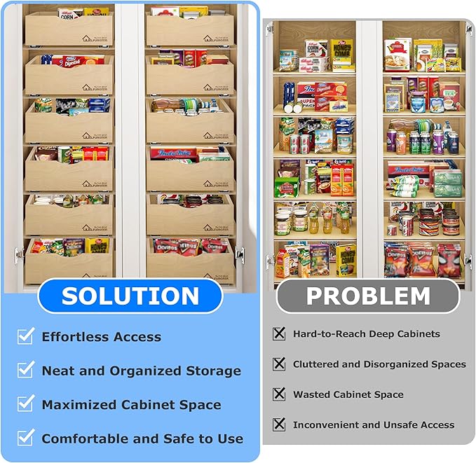 WelFurGeer Soft Close Pull Out Drawers for Kitchen Cabinets, 32" W x 22" D Pull Out Cabinet Organizer, Cabinet Drawers Slide Out, Slide Out Drawers for Kitchen Cabinets, Cabinet Pull Out Shelves