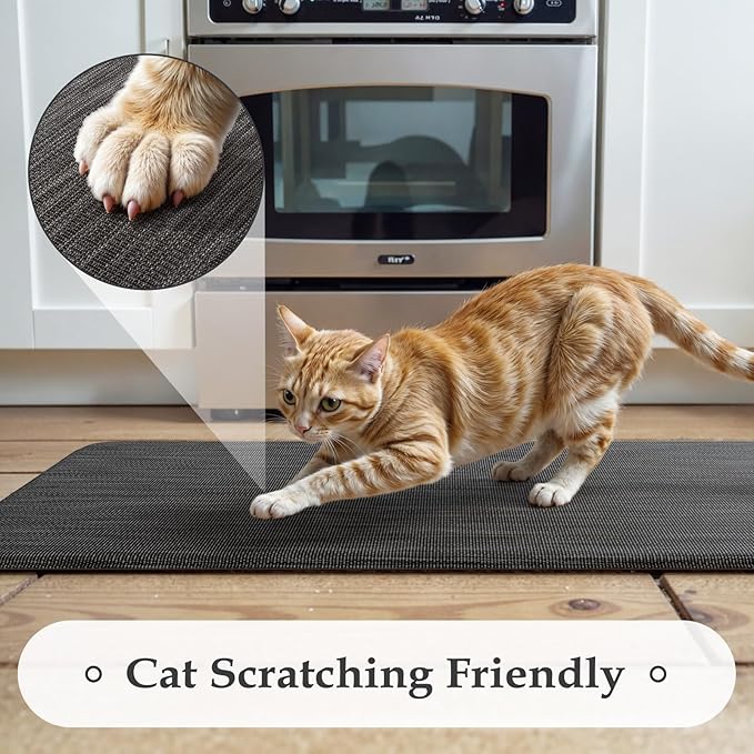 KIMODE Anti Fatigue Kitchen Mats 17"x47"+17"x29", Dark Grey Farmhouse Kitchen Rugs Sets of 2, Paded Kitchen Floor Mats, Textilene Kitchen Mat for Floor Non Slip, Standing Mat for Laundry Sink Desk