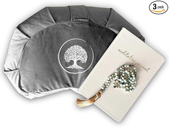 Meditation Cushion - Premium Yoga Buckwheat Bolster - Gifts for Women - Self Care Gift - Anxiety Relief Items - Meditation Floor Pillow - Meditation Kit