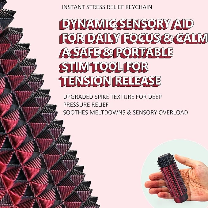 Little Ouchies Pain Fidget, Pain Stim Fidget for Adults, Spiky Sensory Stim Tool for Anxiety and Stress Relief(Black+Red Laser)