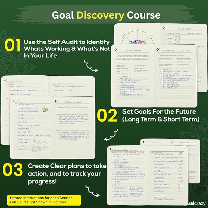 Undated Planner - 90 Day Guided Journal, 2025 2026 Weekly Organization, Productivity Habit Tracker, Inspirational, Life Setting, Leather, Almond Pages Forest Green