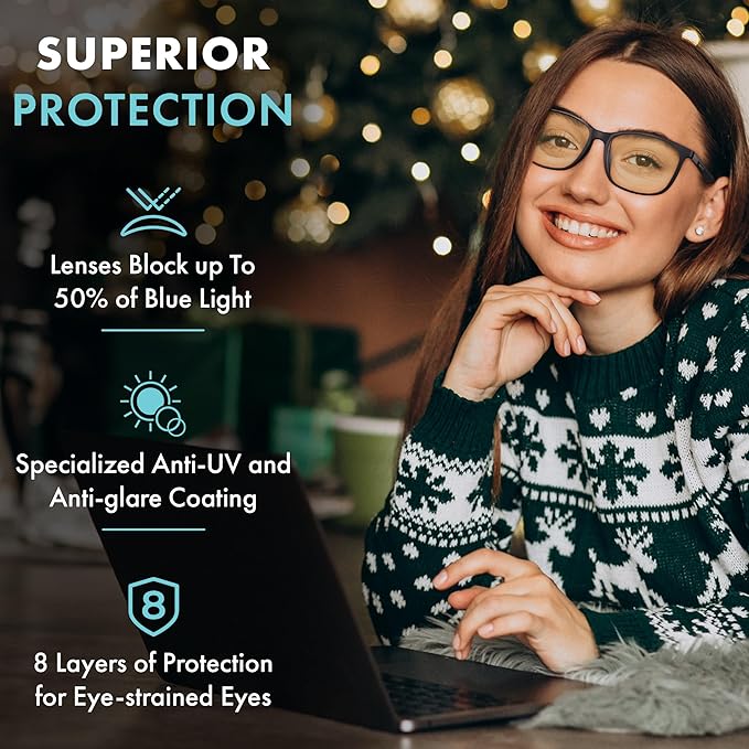 Prospek Mens Blue Light Glasses,CARBON - High Optical Quality Lenses and Ultra Light Frame