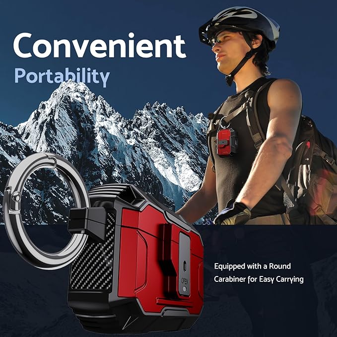 DASFOND Armor Earphone Cover Case for Airpods Pro 2, Military Grade Full Body Shockproof Protection Hard Case, Support Wireless Charging with Keychain, Magnetic Lid, Front LED Visible, Red