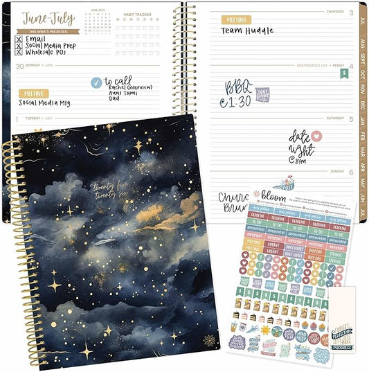 bloom daily planners 2025-2026 (8.5" x 11") Academic Year Day Planner (July 2025 - July 2026) - Weekly & Monthly Dated Agenda Organizer with Stickers & Tabs - Midnight Sky
