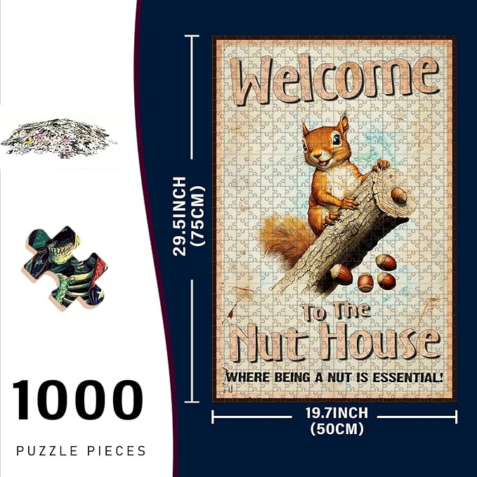 1000 Piece Adults Kids Jigsaw Welcome to The Nut House Kids & Parents Educational Travel Toy 29.5x19.7 Inch