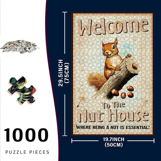 1000 Piece Adults Kids Jigsaw Welcome to The Nut House Kids & Parents Educational Travel Toy 29.5x19.7 Inch
