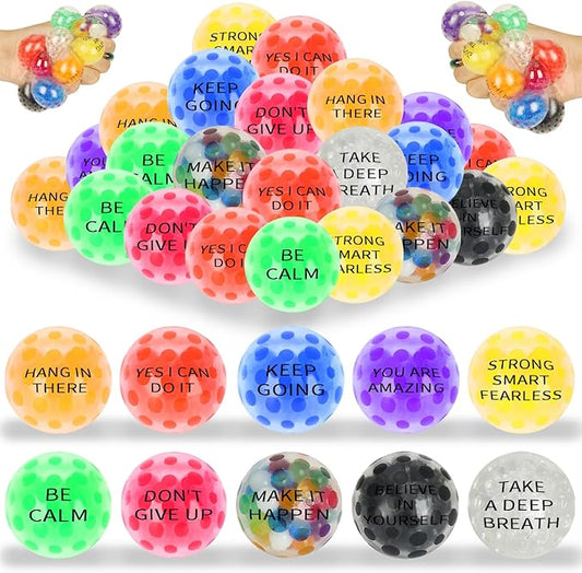 20 Pack Colorful Motivational Mini Stress Balls Set, Squishy Balls Fidget Toys for Adult, Squeeze Balls Bulk, Birthday Gifts Party Favors Goodie Bags Stuffer Anxiety Stress Relief