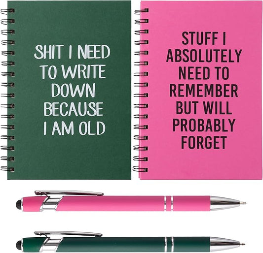 GioXtra Office Spiral Journal Notebook - 2Set Humorous Wicked Quote A5 Lined Pages Spiral Journal College Ruled Hardcover Notebook Work Note Taking Supplies Thick Paper Subject Boost Productivity