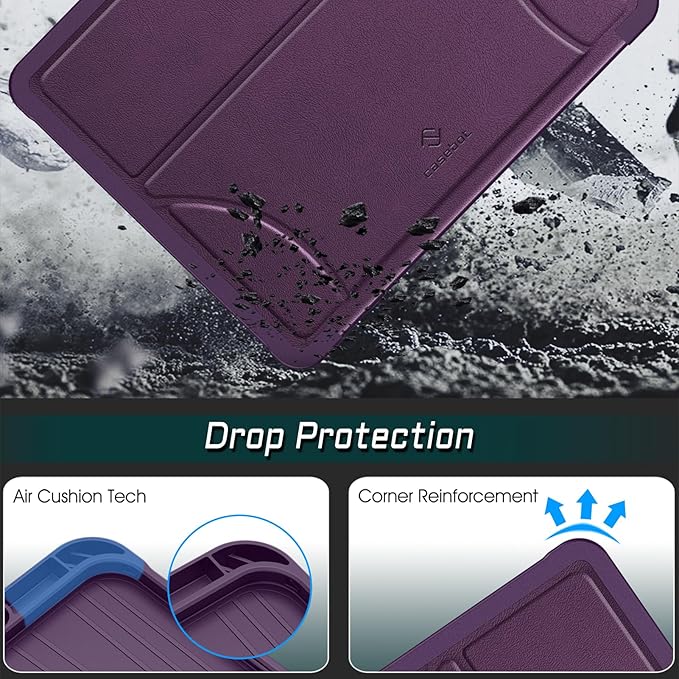 Fintie Magnetic Stand Case for iPad Air 13-inch (M3) 2025, (M2) 2024 - Multiple Angles Shockproof Rugged Soft TPU Cover with Pencil Holder, Auto Sleep/Wake, Purple