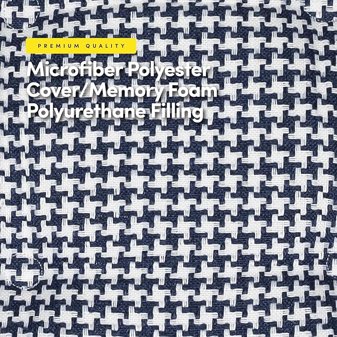 Sweet Home Collection Chair Cushion Memory Foam Pads Tufted Slip Non Skid Rubber Back U-Shaped 17" x 16" Seat Cover, 6 Pack, Houndsooth Navy