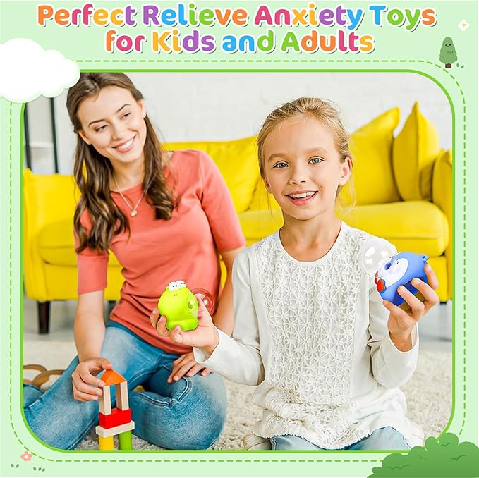 4 Pack Cute Squishy Fidget Toys, Animal Spit Bubbles Stress Relief Toy, Squishies Toys for Kids and Adults, Party Favors, Easter Basket Stuffers, Goodie Bag Stuffers and Stocking Stuffers