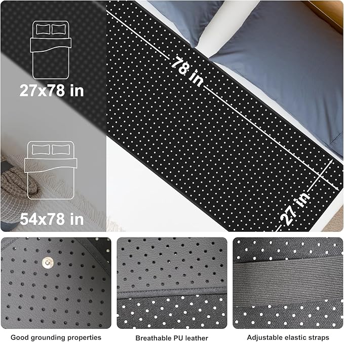 Grounding Mat for Bed, Grounding Mattress Pad Earth Mat for Better Sleep, Reduce Stress 27"x78"