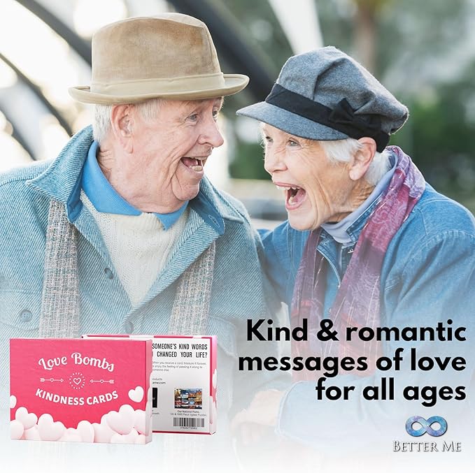 Better Me Love Bombs Kindness Cards – 111 Appreciation & Gratitude Cards, Love Notes for Him & Her, Just Because Gifts, Perfect for Valentine's Day (Red Hearts)