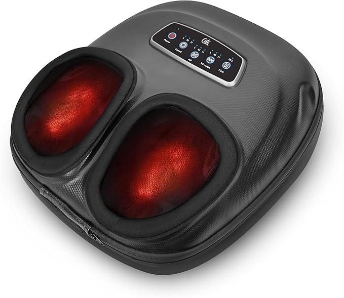 CILI Shiatsu Foot Massager Machine with Heat, Electric Feet Massager for Neuropathy, Independent Compression Rolling Vibration, Foot Warmer, Fits Up to Men Size 13, Gifts for Mom Dad