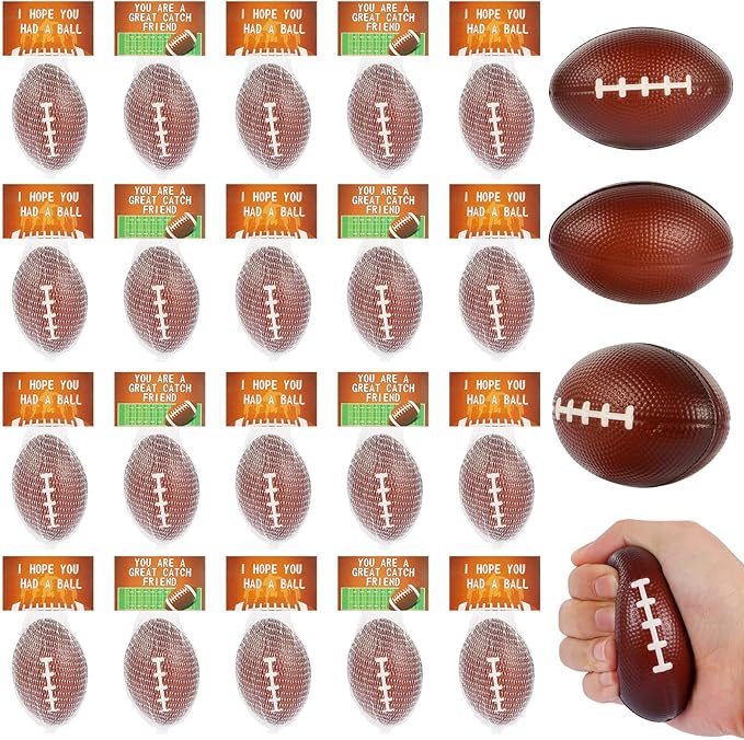 LiYiQ 24Pcs 2.36 Inch Football Stress Balls Football Party Favors for Kids Football Decorations Football Goodie Bag Stuffers for Kids Classroom Exchange