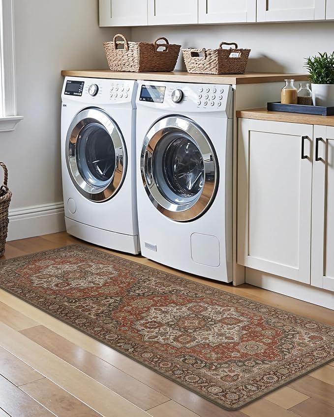 LUMI Kitchen Mat Anti Fatigue Cushioned, Memory Foam Padded Standing Rug Waterproof, Non Slip Comfort Floor Runner for Home, Sink, Laundry, Office, 24"x59", Red