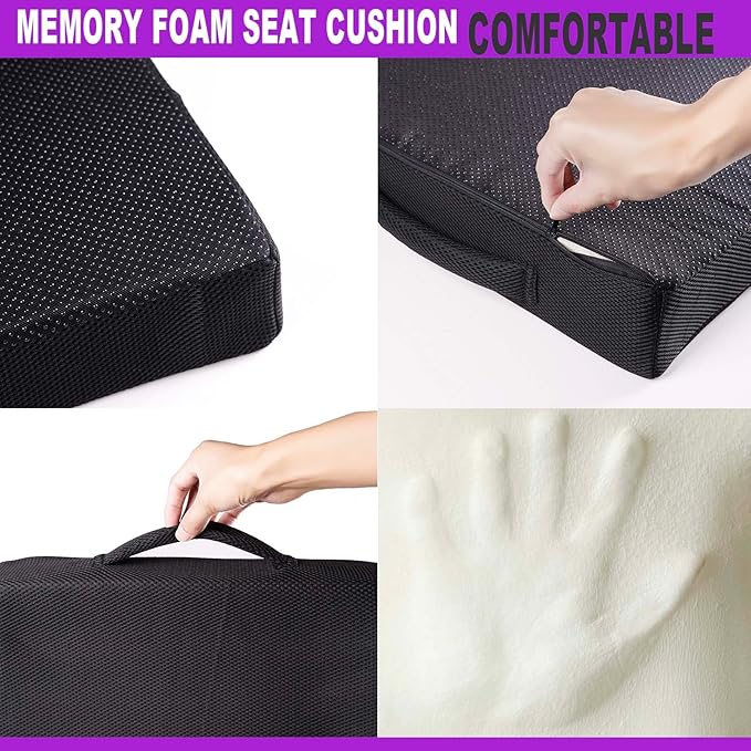 Yuwe Extra Large Seat Cushion - Memory Foam Seat Cushion, Office Chair Cushion, Ergonomic Chair, Car Seat Cushion Sciatica & Tailbone Pain Relief Cushion