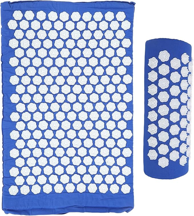 Acupressure Pad Massage Reduce Pain, Relax Muscle, Stress Relief Mat with Elastic Sponge, Magnetic Treatment Points, Full Body Massager (Royal Blue)