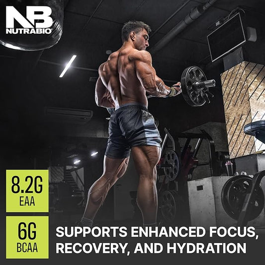NutraBio Alpha EAA - All-Day Amino Acids for Muscle Growth and Hydration - Essential Amino Acids with Nootropics & Adaptogens- Full Spectrum EAA BCAA Powder - 30 Servings - Blueberry Lemonade