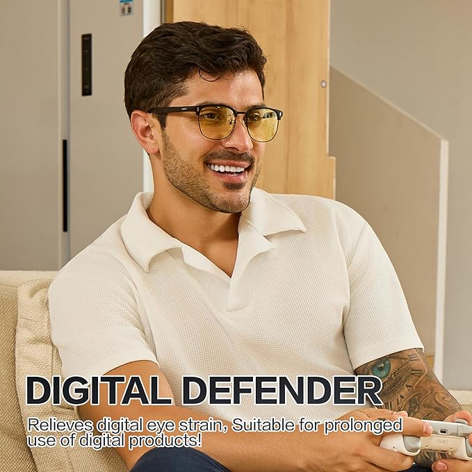 BIRCEN Blue Light Blocking Glasses: Al-Mg Metal Bluelight Computer Clear Glasses for Men Women Anti Eyestrain Office Home