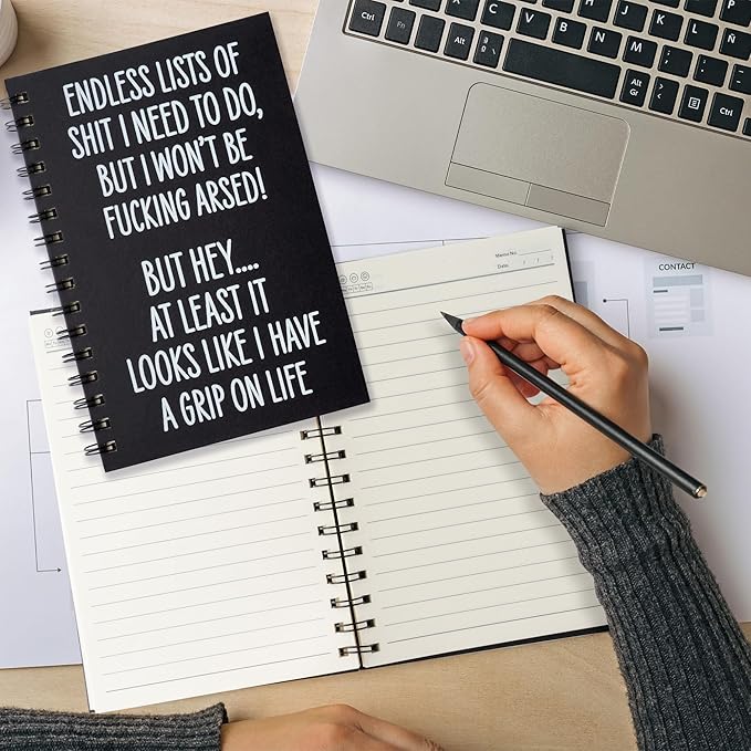 Lined Spiral Journal Notebook - 2Pcs To Do List Humorous Quote A5 Spiral Notebook Journal Black Hardcover Diary Lined Page Notepad Office Coworker College Ruled School Student Note Taking Gift
