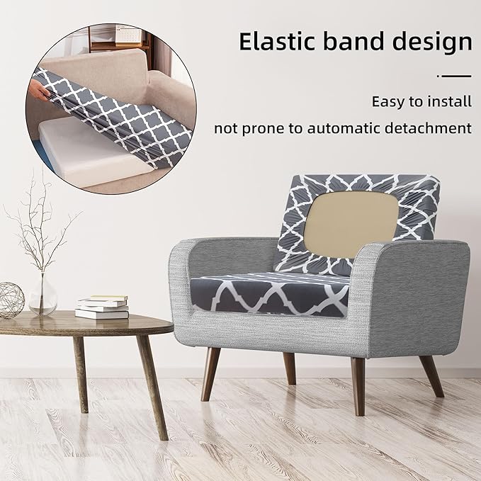 8Pcs Stretch Patio Cushion Covers,Outdoor Couch Covers Replacement,Outdoor Couch & Sofa Slipcovers,for Patio Furniture Cushion Covers,Washable Reusable Furniture Protector (BTC02-Gray,Cover Only)