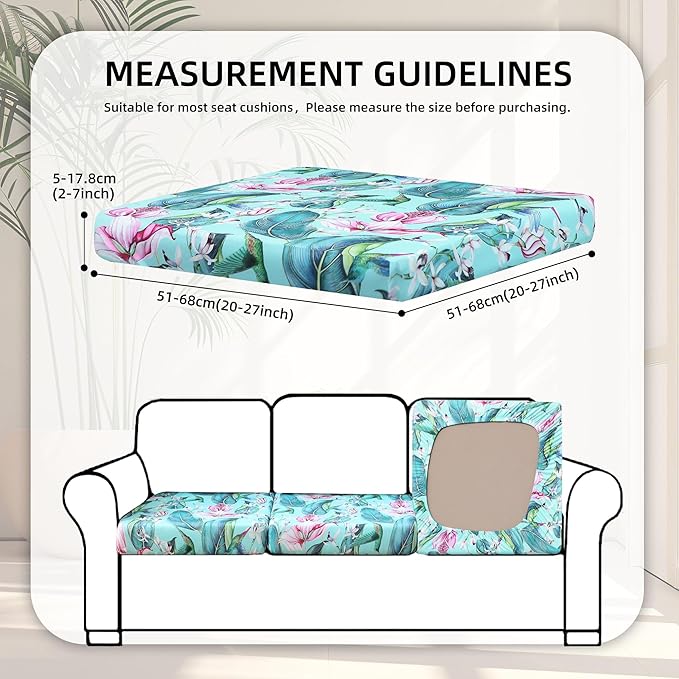 8Pcs Stretch Patio Cushion Covers,Outdoor Couch Covers Replacement,Outdoor Couch & Sofa Slipcovers,for Patio Furniture Cushion Covers,Washable Reusable Furniture Protector (Hummingbird,Cover Only)